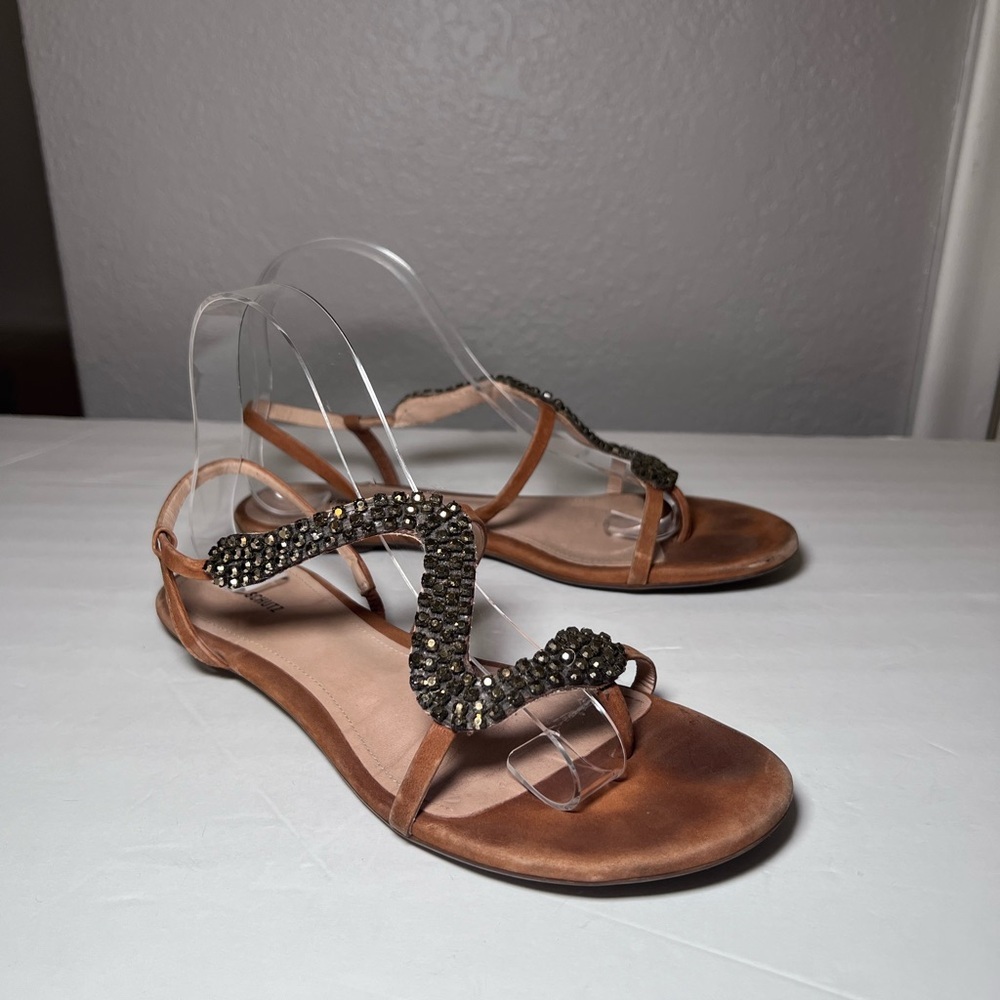 Schutz Rhinestone Embellished Strappy Sandals Brown